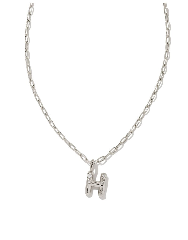 KENDRA SCOTT DESIGN Crystal Letter H Silver Short Pendant Necklace in White Crystal