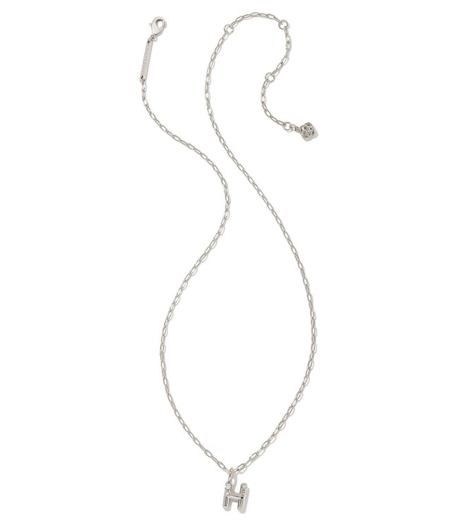 Crystal Letter H Silver Short Pendant Necklace in White Crystal