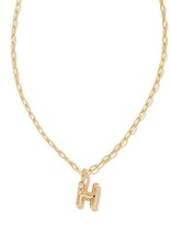 KENDRA SCOTT DESIGN Crystal Letter H Gold Short Pendant Necklace in White Crystal