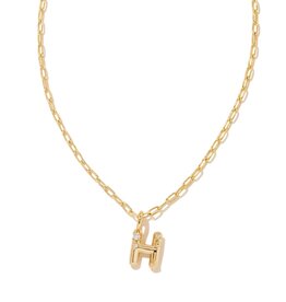 KENDRA SCOTT DESIGN Crystal Letter H Gold Short Pendant Necklace in White Crystal