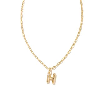 KENDRA SCOTT DESIGN Crystal Letter H Gold Short Pendant Necklace in White Crystal