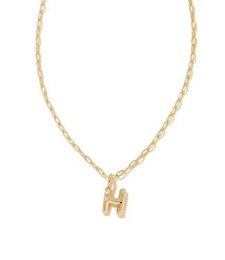 KENDRA SCOTT DESIGN Crystal Letter H Gold Short Pendant Necklace in White Crystal