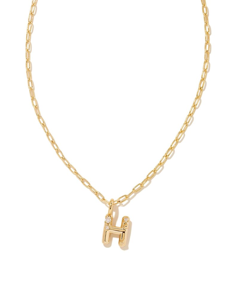 KENDRA SCOTT DESIGN Crystal Letter H Gold Short Pendant Necklace in White Crystal