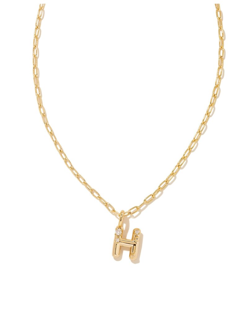 KENDRA SCOTT DESIGN Crystal Letter H Gold Short Pendant Necklace in White Crystal