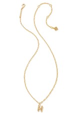 KENDRA SCOTT DESIGN Crystal Letter H Gold Short Pendant Necklace in White Crystal