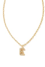 KENDRA SCOTT DESIGN Crystal Letter E Gold Short Pendant Necklace in White Crystal