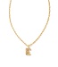 Crystal Letter E Gold Short Pendant Necklace in White Crystal