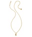 Crystal Letter E Gold Short Pendant Necklace in White Crystal
