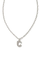 KENDRA SCOTT DESIGN Crystal Letter C Silver Short Pendant Necklace in White Crystal