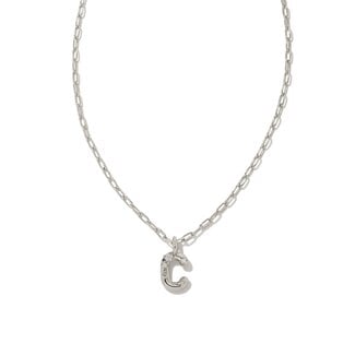 KENDRA SCOTT DESIGN Crystal Letter C Silver Short Pendant Necklace in White Crystal