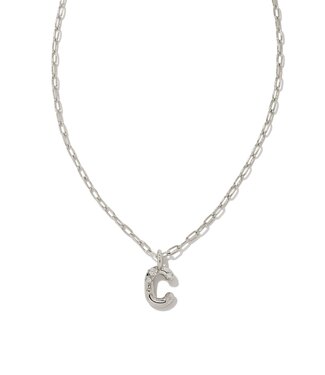 KENDRA SCOTT DESIGN Crystal Letter C Silver Short Pendant Necklace in White Crystal