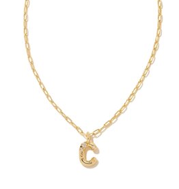 KENDRA SCOTT DESIGN Crystal Letter C Gold Short Pendant Necklace in White Crystal