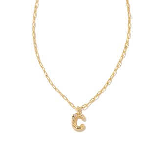 KENDRA SCOTT DESIGN Crystal Letter C Gold Short Pendant Necklace in White Crystal
