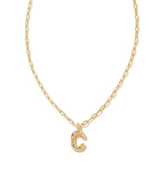 KENDRA SCOTT DESIGN Crystal Letter C Gold Short Pendant Necklace in White Crystal