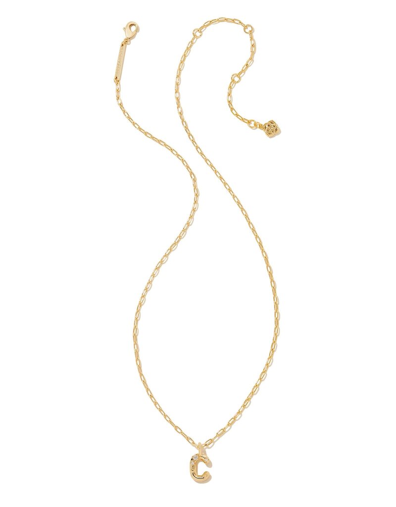 KENDRA SCOTT DESIGN Crystal Letter C Gold Short Pendant Necklace in White Crystal