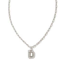 KENDRA SCOTT DESIGN Crystal Letter D Silver Short Pendant Necklace in White Crystal
