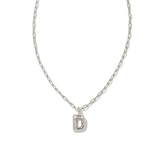 KENDRA SCOTT DESIGN Crystal Letter D Silver Short Pendant Necklace in White Crystal