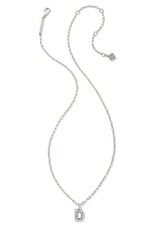 KENDRA SCOTT DESIGN Crystal Letter D Silver Short Pendant Necklace in White Crystal