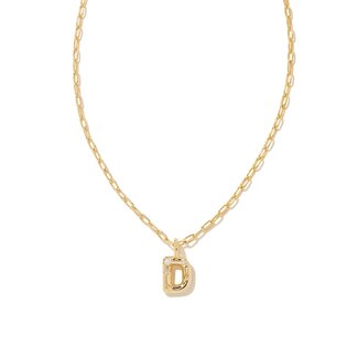 KENDRA SCOTT DESIGN Crystal Letter D Gold Short Pendant Necklace in White Crystal