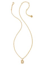 KENDRA SCOTT DESIGN Crystal Letter D Gold Short Pendant Necklace in White Crystal