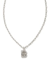 KENDRA SCOTT DESIGN Crystal Letter B Silver Short Pendant Necklace in White Crystal