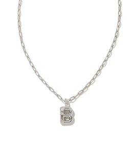 KENDRA SCOTT DESIGN Crystal Letter B Silver Short Pendant Necklace in White Crystal