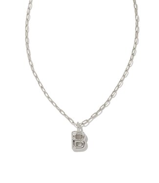 KENDRA SCOTT DESIGN Crystal Letter B Silver Short Pendant Necklace in White Crystal