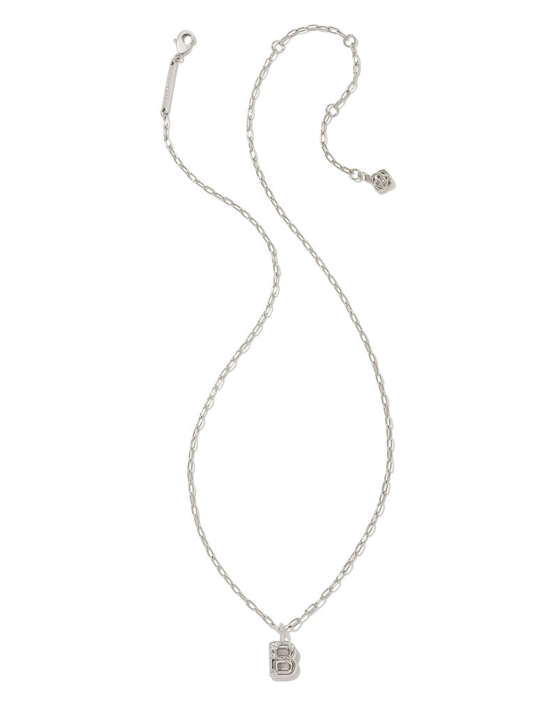 KENDRA SCOTT DESIGN Crystal Letter B Silver Short Pendant Necklace in White Crystal