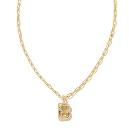 KENDRA SCOTT DESIGN Crystal Letter B Gold Short Pendant Necklace in White Crystal