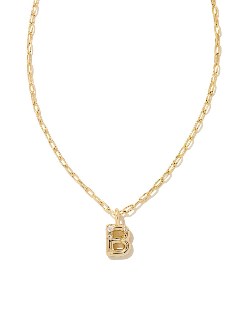 KENDRA SCOTT DESIGN Crystal Letter B Gold Short Pendant Necklace in White Crystal