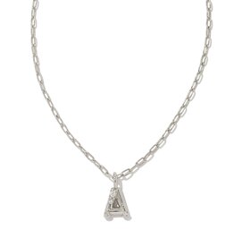 KENDRA SCOTT DESIGN Crystal Letter A Silver Short Pendant Necklace in White Crystal