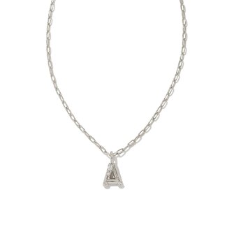 KENDRA SCOTT DESIGN Crystal Letter A Silver Short Pendant Necklace in White Crystal