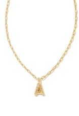 KENDRA SCOTT DESIGN Crystal Letter A Gold Short Pendant Necklace in White Crystal