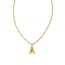 Crystal Letter A Gold Short Pendant Necklace in White Crystal