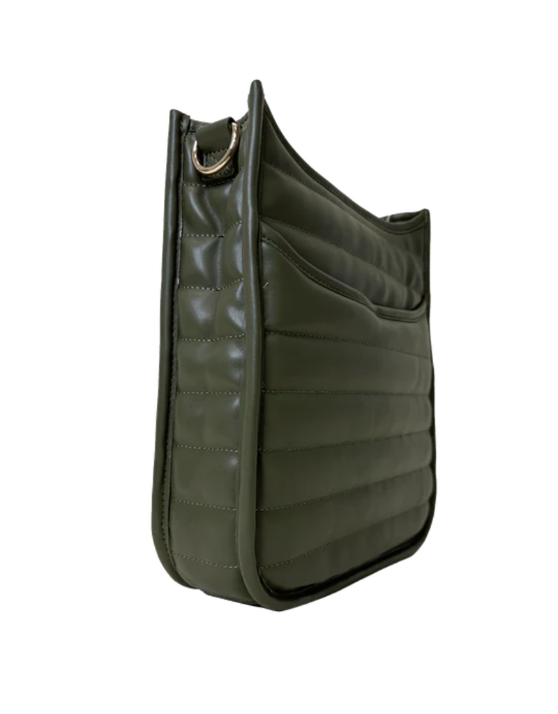 AHDORNED Sarah Quilted Faux Leather Messenger - Army Green