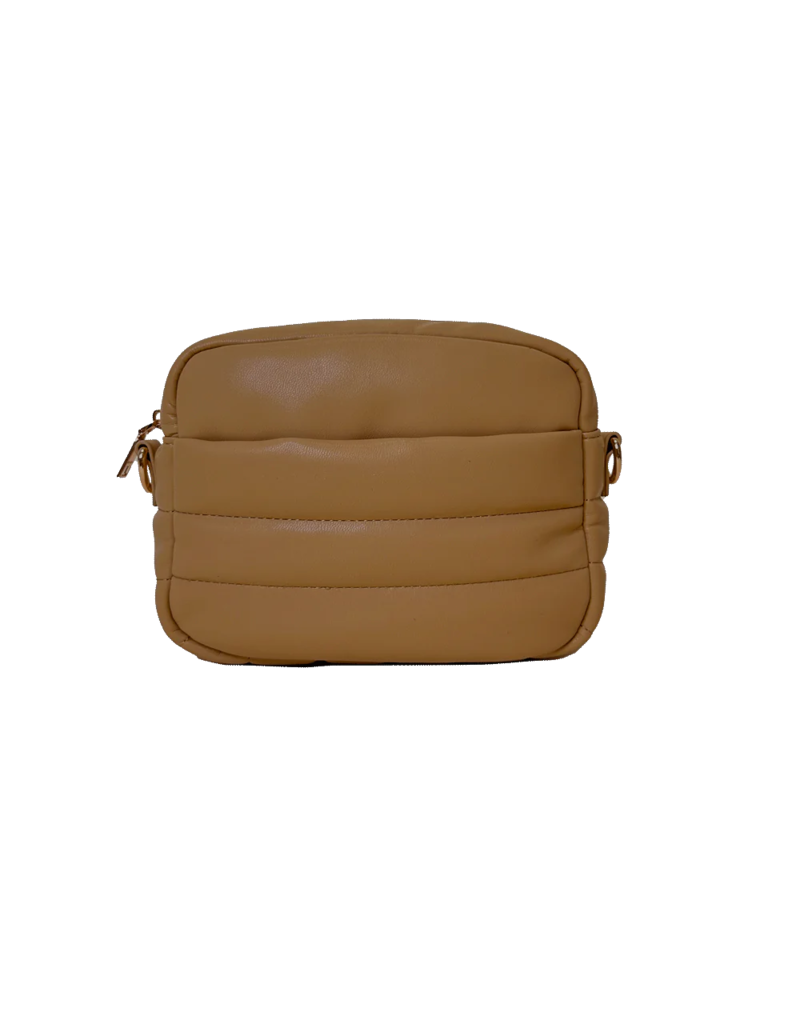 AHDORNED Sadie Quilted Faux Leather Zip Top Messenger - Camel