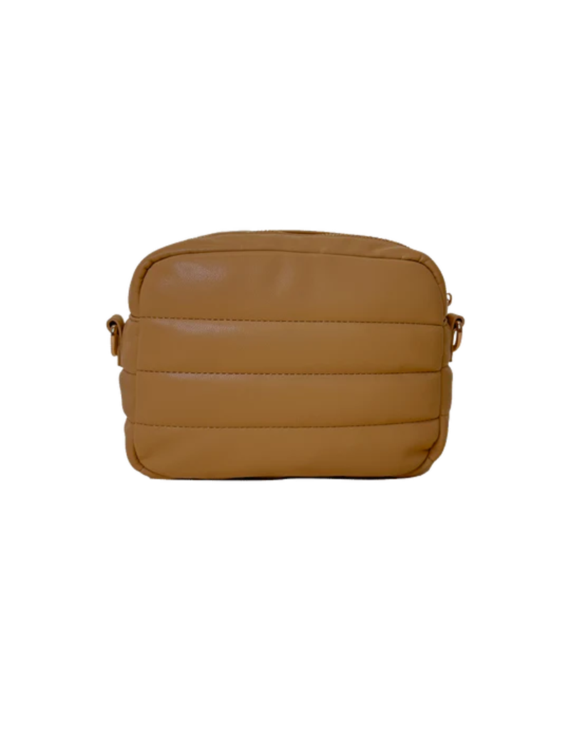 AHDORNED Sadie Quilted Faux Leather Zip Top Messenger - Camel