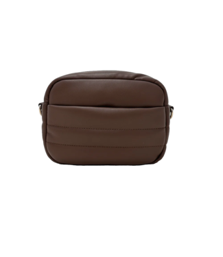 AHDORNED Sadie Quilted Faux Leather Zip Top Messenger - Mocha
