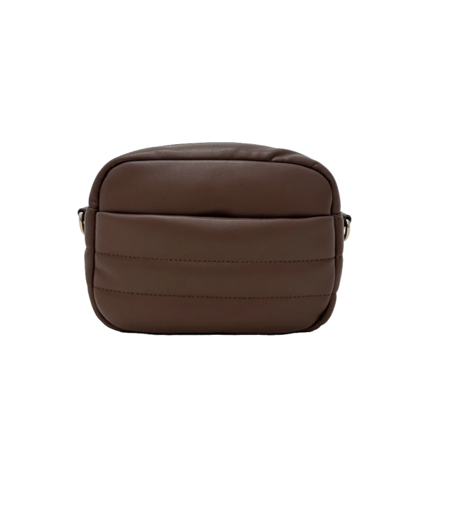 Sadie Quilted Faux Leather Zip Top Messenger - Mocha