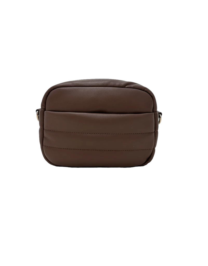 AHDORNED Sadie Quilted Faux Leather Zip Top Messenger - Mocha