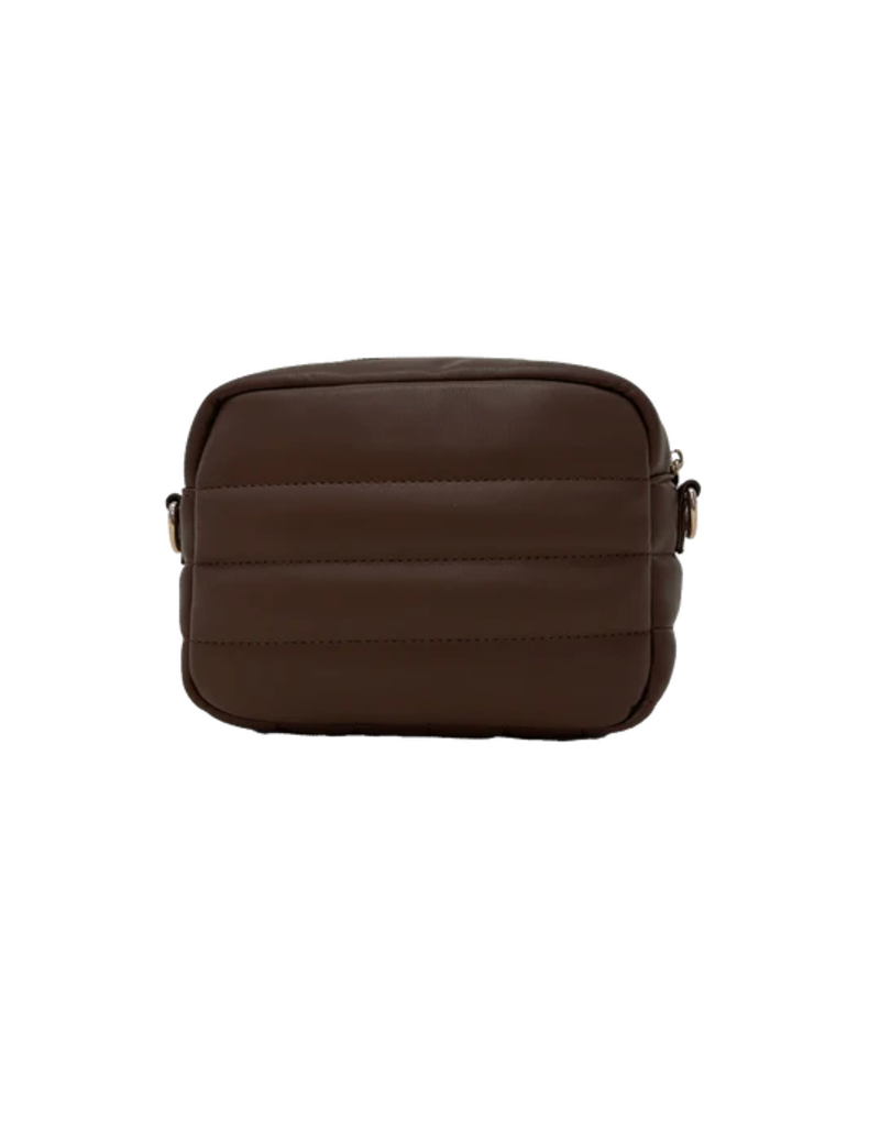 AHDORNED Sadie Quilted Faux Leather Zip Top Messenger - Mocha