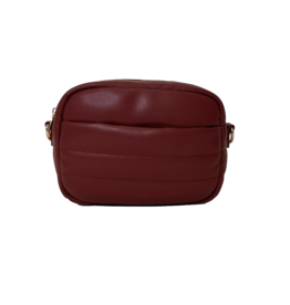 AHDORNED Sadie Quilted Faux Leather Zip Top Messenger - Brick