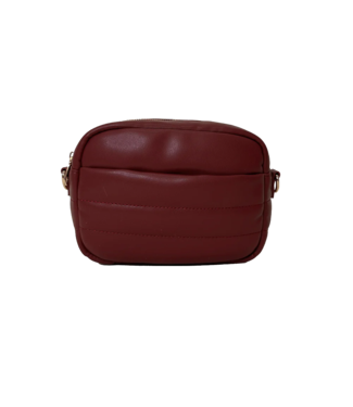 AHDORNED Sadie Quilted Faux Leather Zip Top Messenger - Brick