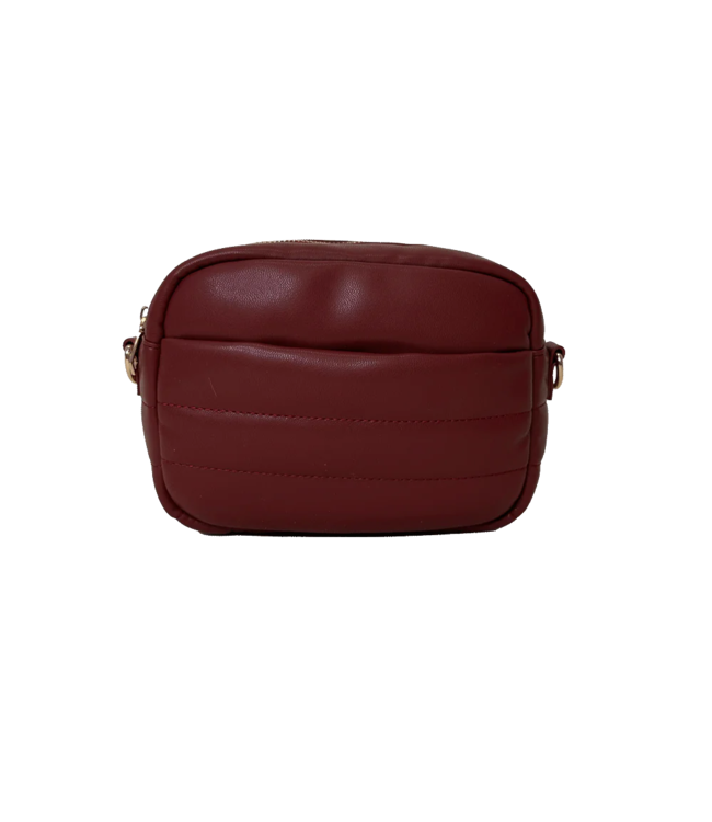 Sadie Quilted Faux Leather Zip Top Messenger - Brick