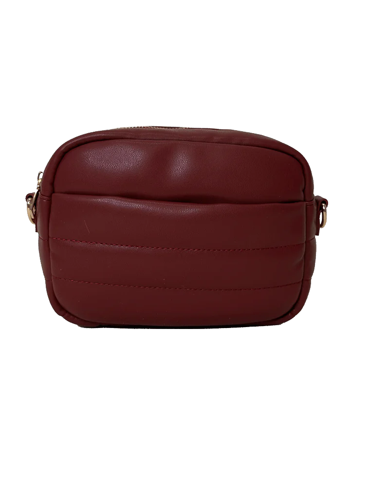 AHDORNED Sadie Quilted Faux Leather Zip Top Messenger - Brick