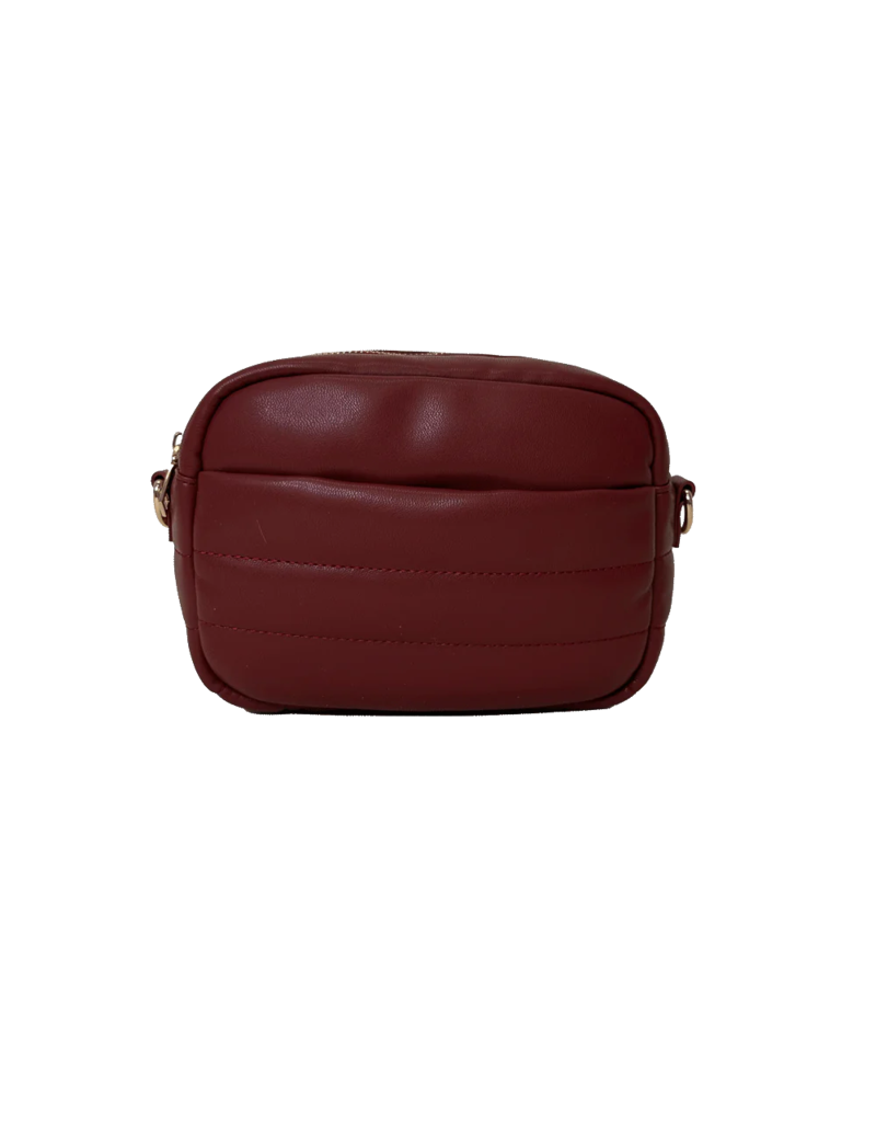 AHDORNED Sadie Quilted Faux Leather Zip Top Messenger - Brick