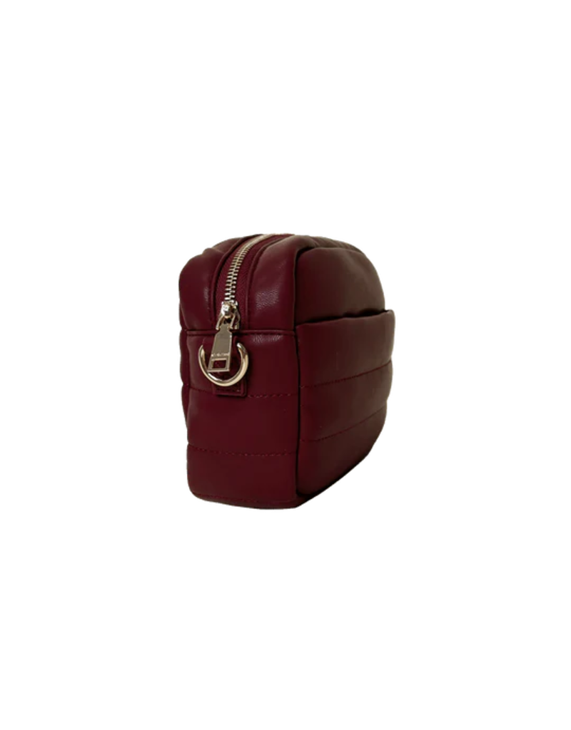 AHDORNED Sadie Quilted Faux Leather Zip Top Messenger - Brick