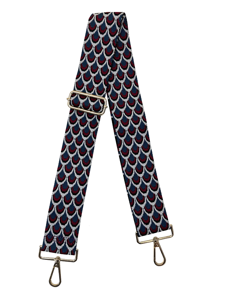 AHDORNED Peacock Embroidered Bag Strap - Teal/Burgundy/Black (Gold Hardware)