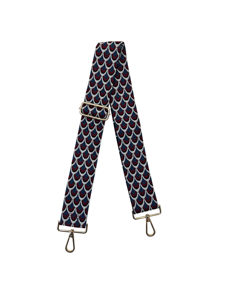 AHDORNED Peacock Embroidered Bag Strap - Teal/Burgundy/Black (Gold Hardware)