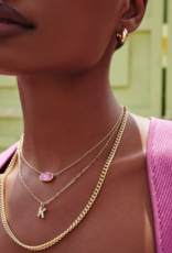 KENDRA SCOTT DESIGN Crystal Letter K Gold Short Pendant Necklace in White Crystal